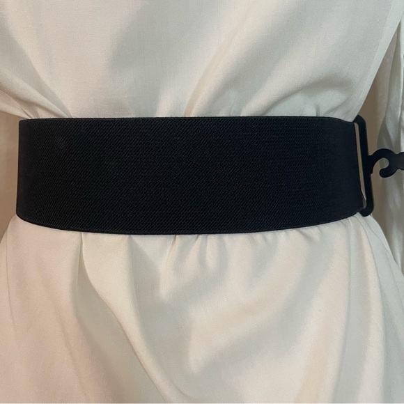 Black PU leather elastic waistband belt main image 4